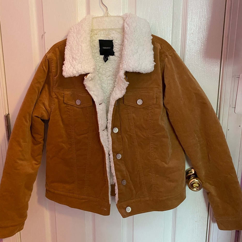 Corduroy jacket with fur